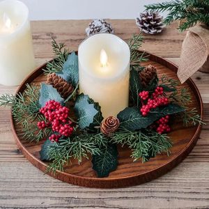 Dekorativa blommor Julprydnader Ljushållare Ljusstake Wreaths Centerpiece Artificial Cherry Pinecone Garland År Xmas Wedding