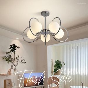 Chandeliers Nordic LED For Living Room Decor Bedroom Kitchen Dining Indoor Lighting Hanging Lamps Silver Ceiling Fixture Lights