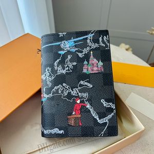 Yüksek kaliteli tasarımcı cüzdan erkek kart tutucular bayanlar cüzdan karikatür graffiti pasaport sahibi seyahat tarzı kadın çanta paraları kabartmalı kısa çanta orijinal kutu