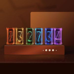 Tischuhren Schreibtisch Rgb Imitation Glow Tube Clock Led Einfaches Wohnzimmer Pendel Nachtlicht Silent Desktop 3D Digital