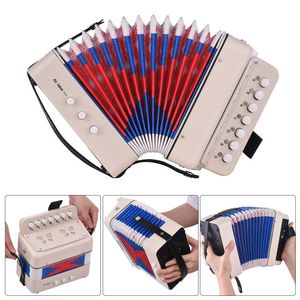 Keyboards Piano Mini 10-Button Kids Accordion Toy Supports Bass Chords 14 Notes with Cleaning Cloth Educational Music Instrument for Children