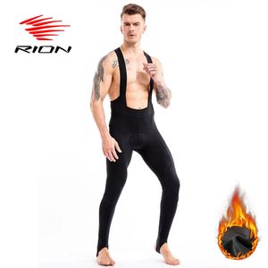 Cycling Pants RION Cycling Bib Pants Men Mountain Bike Trousers Bicycle Clothes Thermal Fleece Long Bike Tights Winter Windproof Step Foot 231109