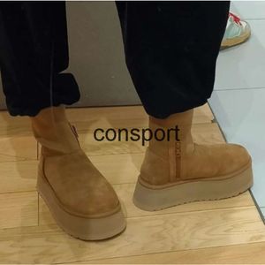 Designer boots F24 Classic Dipper boots Frosted cow leather thick sole elastic socks and snow boots for women new short tube side zipper plush and warm cotton shoes
