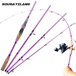 Båtfiskestavar Sougayilang 2,1 m 4 sektioner Gjutstång spinnstänger Ultralätt Kolfiber Lure Rod Pink Fishing Pole Fiske Tackle PESCA 231109