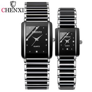Chenxi para wodoodporna najlepsza marka zegarek dla kobiet z ceramiką i metalowym paskiem relojes para mujer