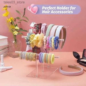 Caixas de jóias Titular Headband 3-Tier Acrílico Clear Hairband Display Stand Cabelo Hoop Rack Armazenamento para Meninas Adolescentes Mulheres Presentes T-Bar Rack Q231109