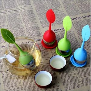 Creative Silicone Infuser lämnar Form Silicon Teacup med matklass gör väskan filter rostfritt stål silar te blad diffusor