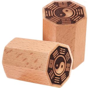 Garden Decorations 2pcs Taoism Wood Stampers Traditional Chinese Style Seal
