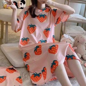 Kvinnors sömnkläder 2023 Summer Nightdress for Women Plus Size Söt Cartoon Loungewear Short Sled Nighty For Ladies Fe Lingerie Sleepwearl231109