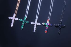 Luxury Pendant Necklace Simple Designer S925 Sterling Silver Full Crystal Cross Charm Choker For Women Jewelry With Box Party Gift