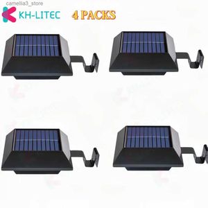 Luzes de parede solares 4pcs 12 LED lâmpada de luz de calha movida a energia solar para jardim ao ar livre cerca de segurança rua iluminação ao ar livre lâmpadas de parede q231109