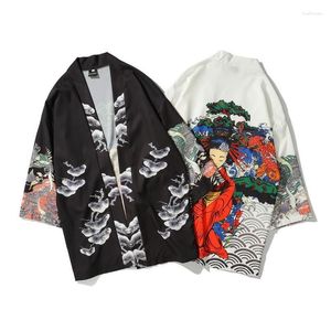 Ethnic Clothing Japanese Style Kimono Yukata Print Shirt Women Man Short Robe Loose Kimomo Cardigan Haori Rash Guards