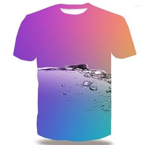 Camisetas masculinas de textura de água masculina Camisa de textura nos tons Tees 3D Padrão unissex mais linhas de luz