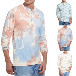 Men's T Shirts Tie Dye Men 2023 Summer Hip Hop T-shirts Harajuku Streetwear Tees Shirt Button Tops Male Clothing