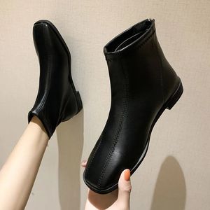Boots Booties Black Female Ankle Flat Footwear Work Short Shoes For Women Spring 2023 Ass Offer PU Promotion Boot 231109