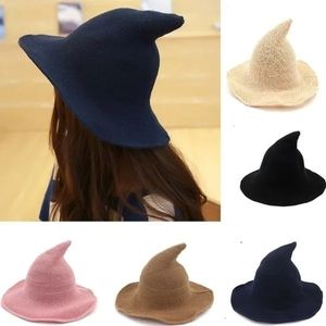 BeanieSkull Caps Halloween Witch Hats Black Folds Wizard Hat Party Costume Headgear Devil Cap Cosplay Props Decoration Accessorie for Adult 231109