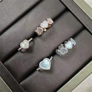 Luxus eine Marke Liebe Herz chinesische Ringe für Frauen Charme Pearl Elegant Pink Heart