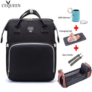 Diaper Bags LEQUEEN Diaper Bags Backpack Multifunctional Foldable Baby Bed Crib Bag Large Capacity Stroller Bag Insulation Nursing Bags 231108