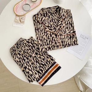 Damen-Nachtwäsche, Frühlings-Pyjamas für Frauen, süße Leoparden-Pyjama-Set, Frau, elegante Langarm-Hose, Homewear, Damen-Lose-Sets