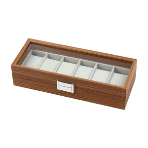 Uhrenboxen Box Organizer 6 Slot Schmuck Vitrine für Uhren Halskette Armband Ohrringe Männer und Frauen Tisch Kommode Shop