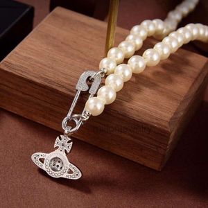 vivian saturn necklaces pearl western jewelry Vivienne Pearl Classic Paper Clip Fashion Sweater Chain