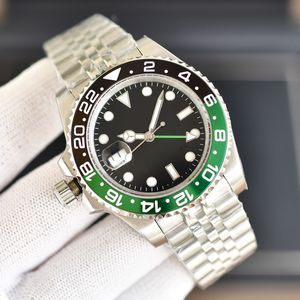 الساعات المصممة العلامات التجارية Rolx 2023 إصدار جديد من اليد اليسرى Watch Outomatic Mens Watches GMT Green Black Ceramic Bezel 40mm 904L 126720