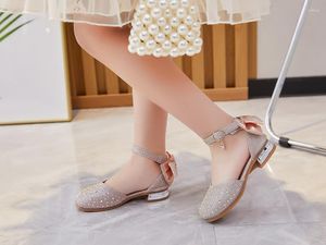 Flat Shoes Girls Princess Athestone Розовый твид Дети Дети дети с низким каблуком.