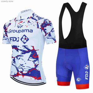 Męskie dresy groupama FDJ Cycling Team Jersey BIB Zestaw MTB mundure 2023 Mountain Bike odzież koszula męska krótka maillot garnitur sportowy T231109