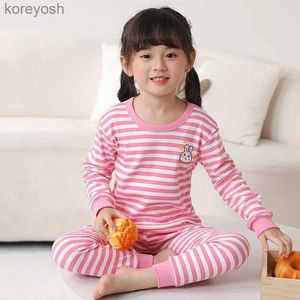 Pijama yürümeye başlayan çocuk kız kız kızlar pijama takım elbise pijama çocuk iç çamaşırı set sonbahar bebek karikatür ev kıyafetleri Kore tarzı iki parça setl231109