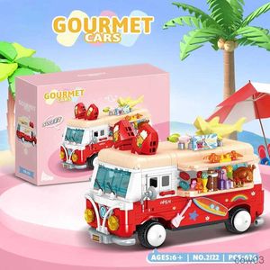 Blocks City Architecture Mini Street Modular Building Blocks Creative Dining Car Model Ice Truck Bricks Toys Gifts for Kids R231109