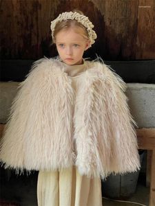 Kurtki Honeycherry Winter Girl's Premium Faux Fur Płaszcz ciepłe zagęszczone dzieci dla dziewcząt