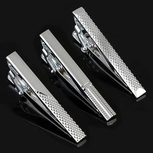 MENS TIE CLIP Luxury Fashion Metal Stripe Tone Bar Smycken för män Släpplås Suit Tie Present Silvery Color Accessories