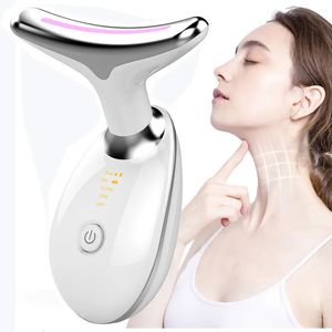 Ansiktsvårdsenheter Electric LED Pon Micro-Current Neck Face Wrinkle Removal Massager EMS Lyft och dra åt massagenheten Jon Skinvårdsverktyg 231108