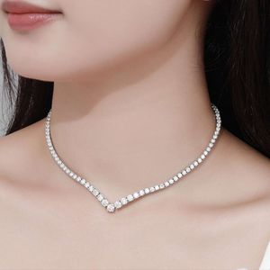 Vvs d Color Gra Certificate New Female 925 Sterling Silver 0.1-0.5ct Choker V-shaped Moissanite Necklace