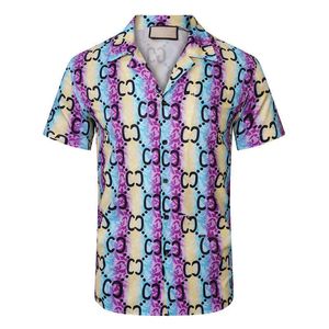 Novo designer de luxo, recado de mangas esportivas de mangas curtas de mangas curtas 2023 botão de verão para bowling Men Royal Rebellion Barocco Print Dress Shirt Casual Silk M-3xl