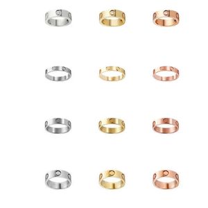 Anelli d'amore Anello di design da donna Coppia di gioielli Fascia in acciaio al titanio con diamanti Moda casual Strada Classico Oro Sier Rose Dimensioni opzionali con scatola