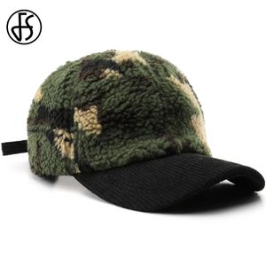 Ballkappen FS Marke Grün Braun Plüsch Cord Hut Für Männer Camouflage Winter Baseball Warme Winddicht Frauen Trucker Hüte Knochen 231109