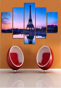 Duvarda boyama tuval baskılı resim Paris Eiffel Kulesi Resim Ev Dekorasyonu Modern Duvar Sanatı 5pcsunframed1521130