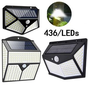 436 Lampada solare a LED Sensore di movimento PIR Lampada da parete Lampade di sicurezza per cortile impermeabili per esterni Luci al PIOMBO per la decorazione del giardino