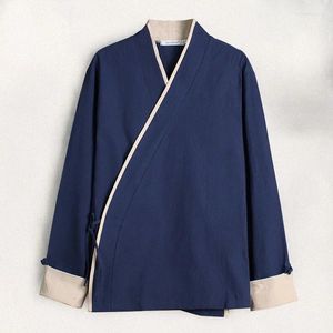 Etnik Giyim Erkekler Kimono Gömlek Cardigan Geleneksel Çin Samuray Kostümü Sıradan Harajuku Ceket Sokak Giyim Üstleri