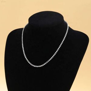 Wholesale Custom Stainless Steel Silver Plated 3mm Moissanite Diamond Zircon Chain Tennis Necklace for Men