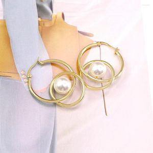 Hoopörhängen Multi-Layer Round Gold Plated Drop For Women Fashion Harts Plast Pearl Color Buckle Circle smycken