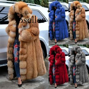 Projektant Fur Płaszcz Moda długa zimowa z kapturem sztuczna płaszcz luźne gęste ciepłe rozmiar sztucznej kurtki fur