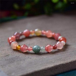 Strand Multicolor Natural Jade Chalcedony Beads Crystal Bracelets For Women Girls Mermaid Tail Bangle Fashion Jewelry