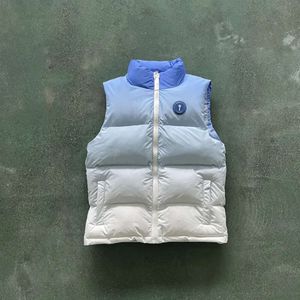 2023 남성 트랩 스타 재킷 조끼 irongate 배지 길트 아이스 블루 블루 1TO1 최고 품질의 자수 글자 zip vest women coat ess