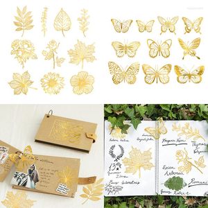 Gift Wrap 10Pcs Golden Hollow Lace Paper Romantic Story Series Moon Flower Butterfly PET Stickers For Scrapbook Diary Crafts Card