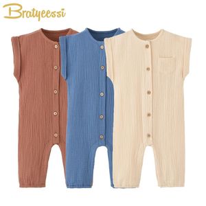 Salıncaklar Yaz Bebek Tulumları Muslin Çocuklar Erkekler Erkek Giysileri doğdu Romper Bebek Sijim Giysileri Toddler Onesie 231108