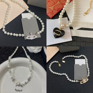 Designer naszyjnik wisiorek Pearl Choker 18K złota Srebrna miedź kryształowa perła dla kobiet marka listu ślubny biżuteria świąteczna