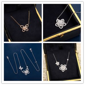 Graffs designer Jewelry luxury earring Pendant Necklaces for Women Three dimensional hollow out single and double butterflies Sterling Silver chain Couple Gift