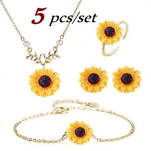 Stud 35pcsset Pendant Necklaces Earring Bracelet Ring Set Sunflower Jewelry Summer Fashion Women Accessories 231109